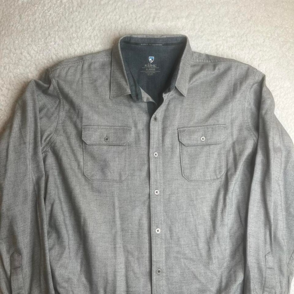Kuhl men's grey descendr flannel work pockets heavy outdoors hike xl